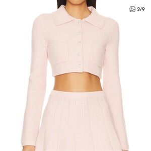 MAJORELLE Solveig Cropped Button-Front Cardigan - Light Pink Medium